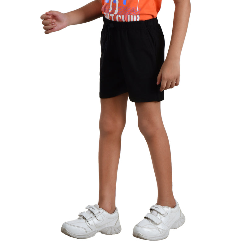 Clothe Funn Boys Regular Shorts, Black/Ecru Mel, Combo:-1,(Pack Of 2)