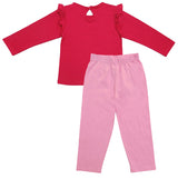 Clothe Funn Baby Girls Co-Ordinate Set, Full sleeve T-Shirts & Full Pant Fuschia & Pink