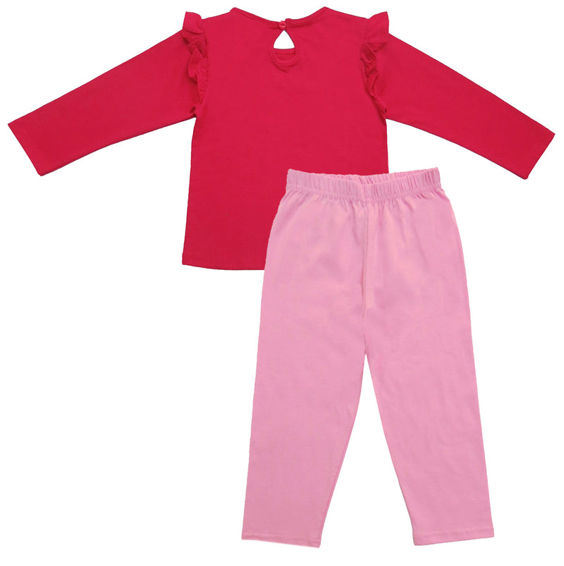 Clothe Funn Baby Girls Co-Ordinate Set, Full sleeve T-Shirts & Full Pant Fuschia & Pink