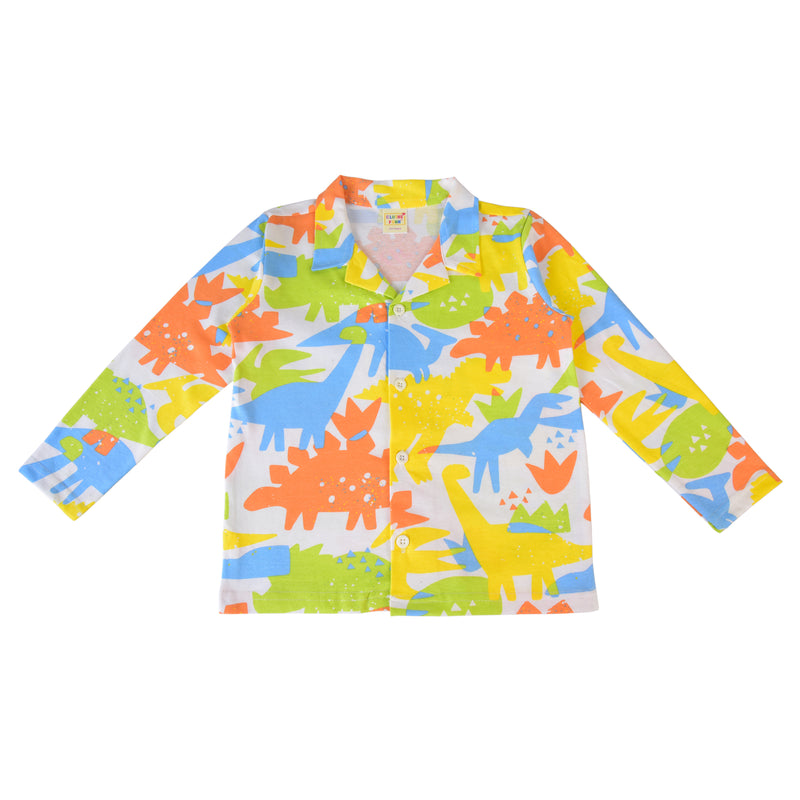 Clothe Funn Boys Cotton Night Suit Set, Orange