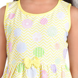 Clothe Funn Girls Sleevless Frock, Yellow