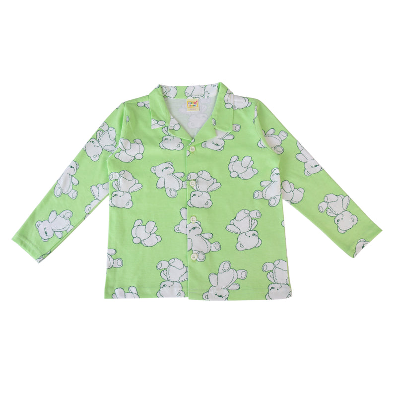 Clothe Funn Boys Cotton Night Suit Set , Light Green