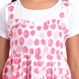 Clothe Funn Girls Frock with Belt, Pink Polka