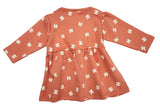 Clothe Funn Baby Girls Full Sleeve Dress Coral & Off-White (Pack of 2)