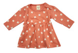 Clothe Funn Baby Girls Full Sleeve Dress Coral & Off-White (Pack of 2)