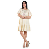 Bell Sleeves Embroidered Short Length Dress