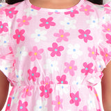 Clothe Funn Girls Frock, Pink Aop