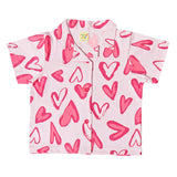 Clothe Funn Girls Cotton Heart Printed Night Suit, Light Pink