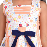 Clothe Funn Girls Square Neck Sleeveless Dress, Peach Stripe