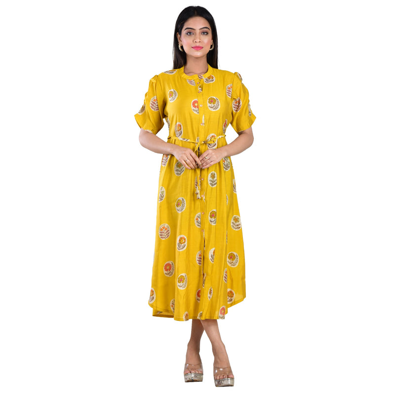 Sunflower Yellow Long Printed Dress