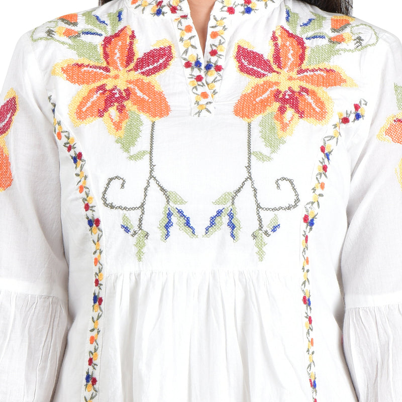 Cotton White Embroidered Dress