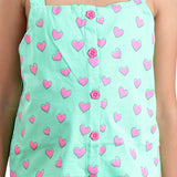 Clothe Funn  All-over printed Sleevelss Girls Co-Ord Set, Mint Heart AOP