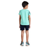 Boys Half sleeve Shirt & Shorts Co-Ord Set, Mint & Navy