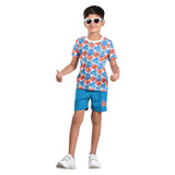 Clothe Funn Boys Set, White AOP/Teal