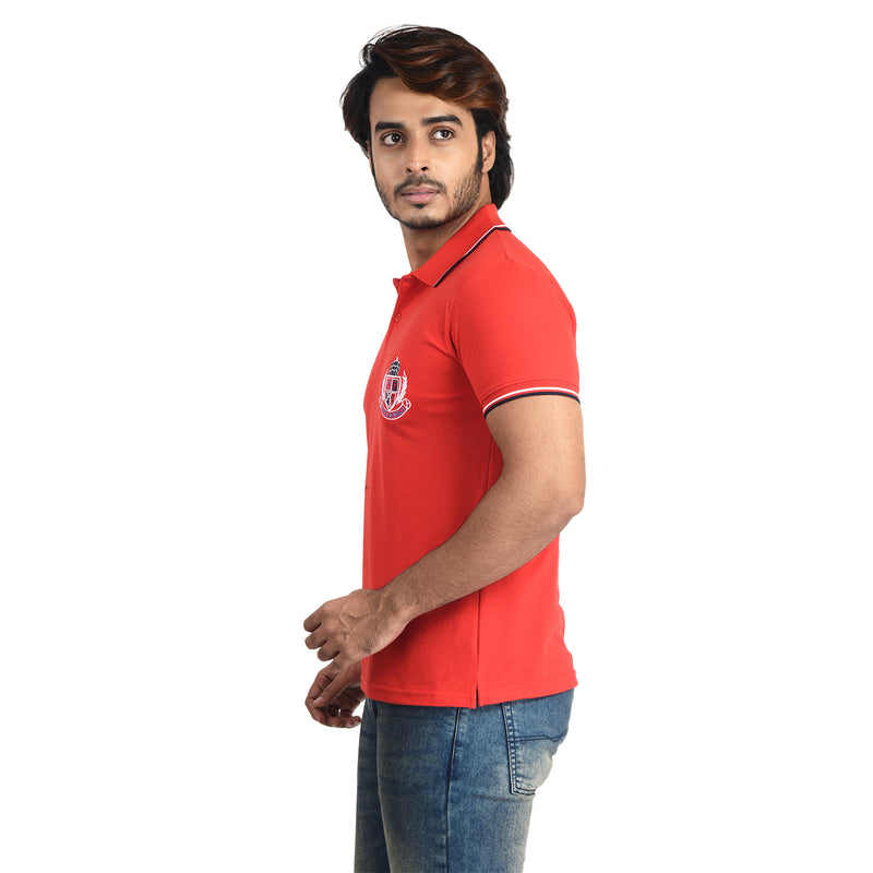 Clothe Funn Mens Polo T-Shirt Embroidery, Red