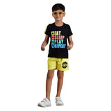 Clothe Funn Boys Co Ord Set, Black & Lemon