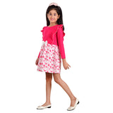 Clothe Funn Girls Full Sleeve Floral Printed Frock, Fuschia