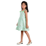 Clothe Funn Girls Sleeveless Frock With Strap, Green