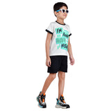 Boys Half sleeve Shirt & Shorts Co-Ord Set, Off White & Black