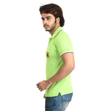 Clothe Funn Mens Polo T-Shirt Embroidery, Lime Green