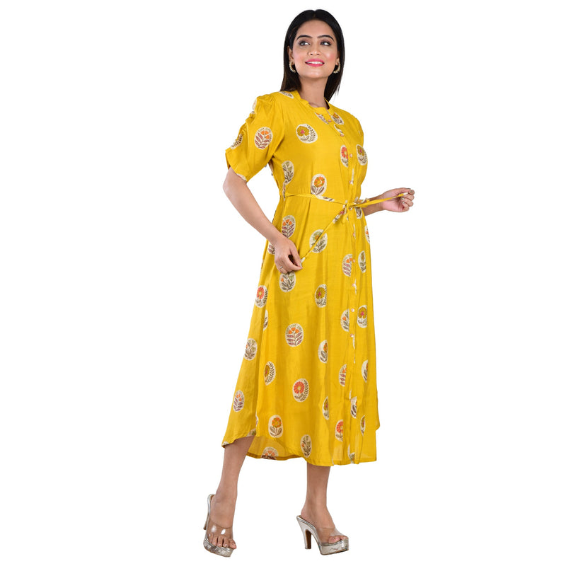 Sunflower Yellow Long Printed Dress