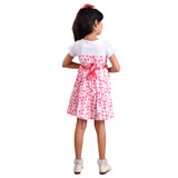 Clothe Funn Girls Frock with Belt, Pink Polka