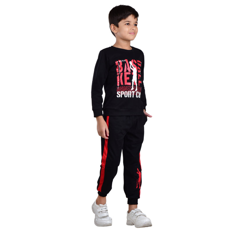 Clothe Funn Boys Sweatshirt & Track Pant Set, Black