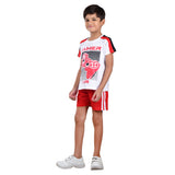 Boys Half sleeve Shirt & Shorts Co-Ord Set, White & Red