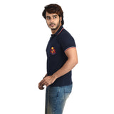 Clothe Funn Mens Polo T-Shirt Embroidery, Navy