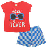 Clothe Funn Girls Cotton Nightwear set, Coral & Sky