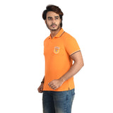 Clothe Funn Mens Polo T-Shirt Embroidery, Orange