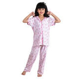 Clothe Funn Girls Nightsuit, Baby Pink AOP