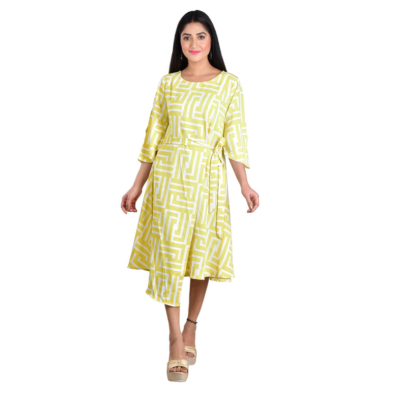 Sunshine Yellow Maze Printed Dress