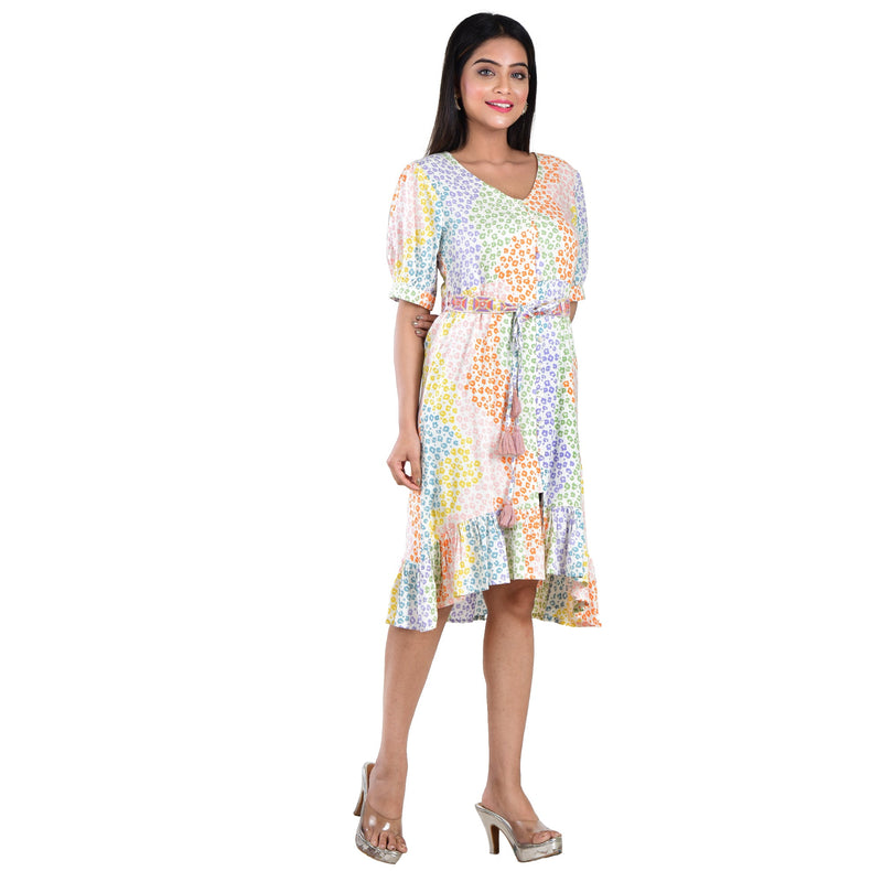 Printed Dress with Frill