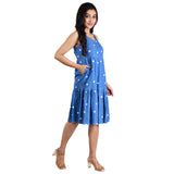 Spaghetti Denim Polka Dress