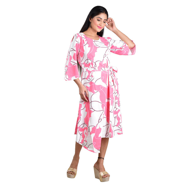 Rose Pink Radiance Printed Wrap Dress