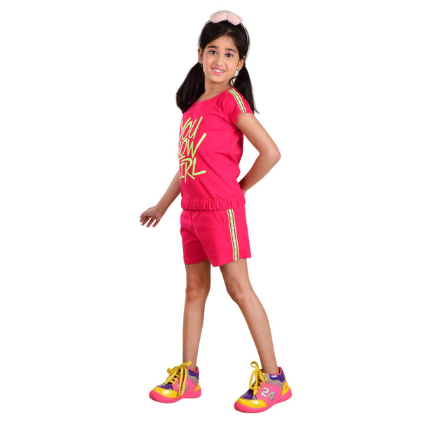 Clothe Funn Girls Co-Ord Set, Fuschia