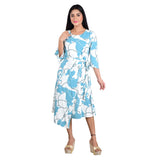 Sky Blue Printed Wrap Dress