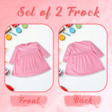 Clothe Funn Baby Girls Full Sleeve Dress Pink & Lemon (Pack of 2)