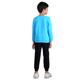 Clothe Funn Boys Sweatshirt & Track Pant Set, T.Blue & Black