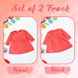 Clothe Funn Baby Girls Full Sleeve Dress Coral & Mint (Pack of 2)