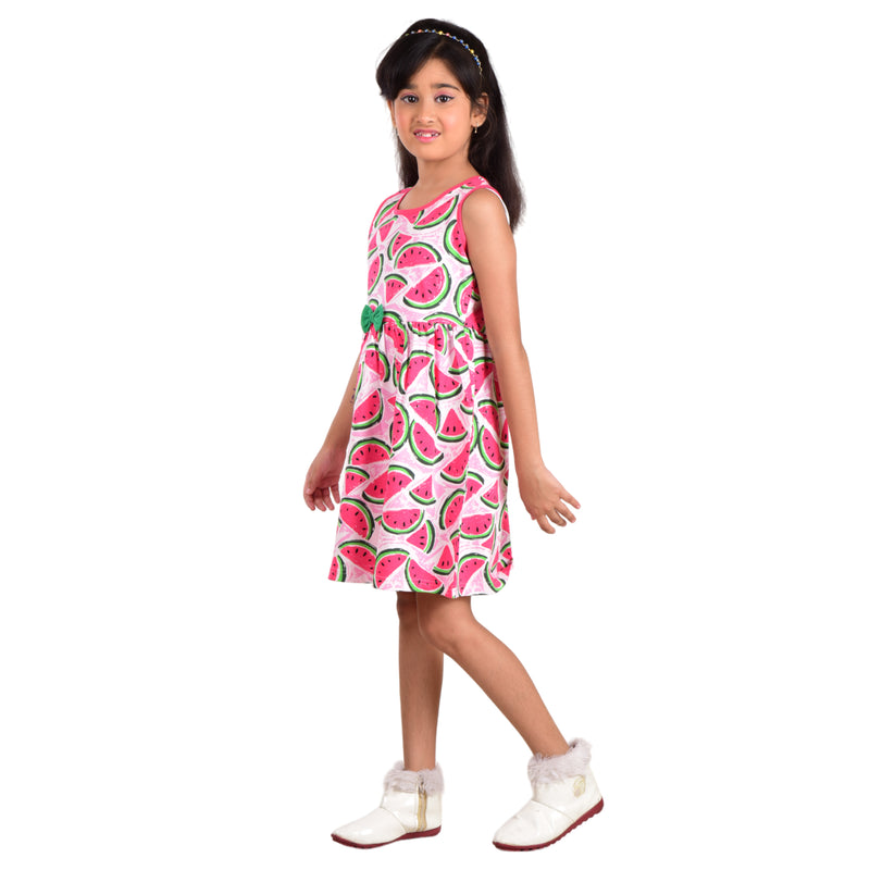 Clothe Funn Girls Sleevless Frock, Watermelon