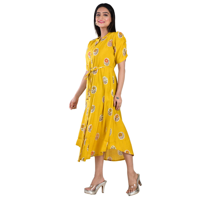 Sunflower Yellow Long Printed Dress