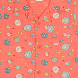 Clothe Funn Unisex Cotton Printed Night Suit, Peach Amber