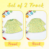 Clothe Funn Baby Girls Full Sleeve Dress Pink & Lemon (Pack of 2)