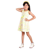 Clothe Funn Girls Sleevless Frock, Yellow