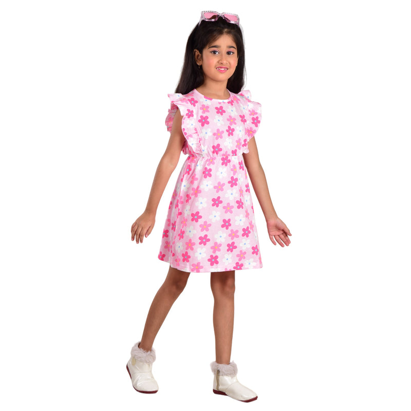 Clothe Funn Girls Frock, Pink Aop