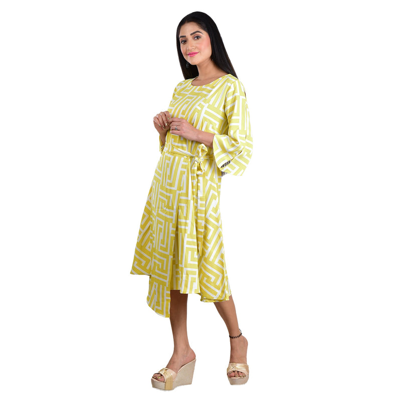 Sunshine Yellow Maze Printed Dress