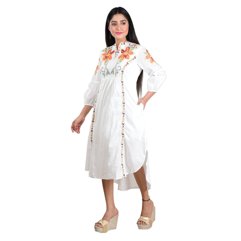 Cotton White Embroidered Dress