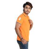 Clothe Funn Mens Polo T-Shirt Embroidery, Orange